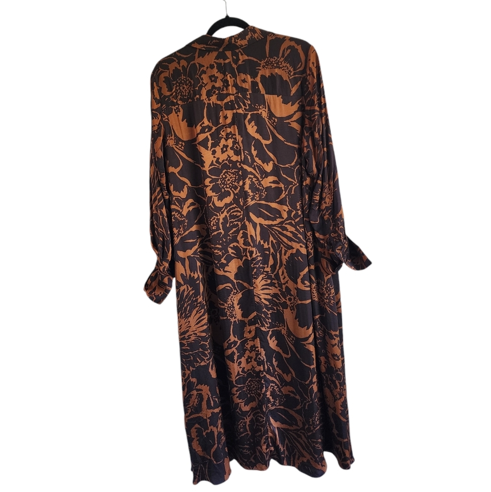 COS Black and Brown Floral Midi Shirt Dress - Picture 2 of 14